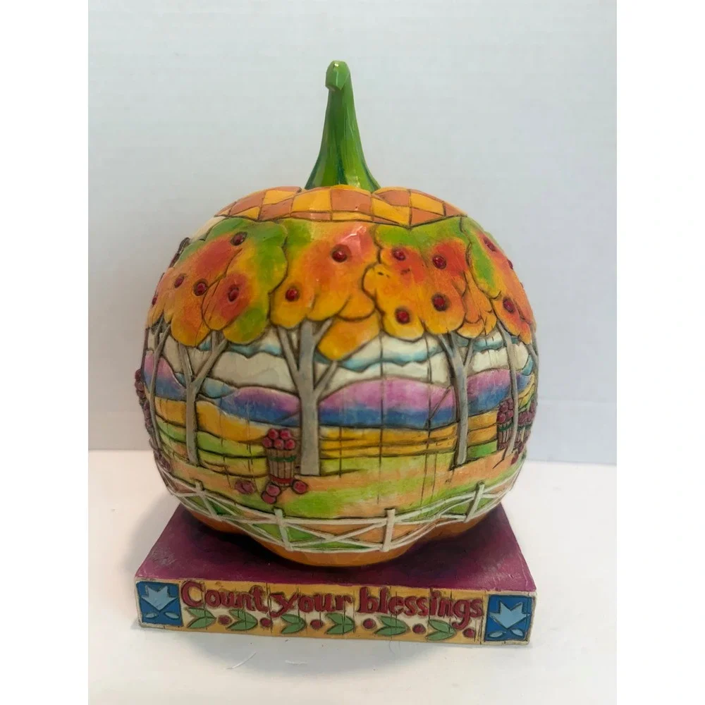 Jim Shore Heartwood Creek Count Your Blessings Pumpkin Figurine  Fall Decor 2004
